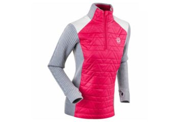 Image of Bjorn Daehlie Half Zip Comfy Sweater - Womens, Bright Rose, Small, 332025-33000-S
