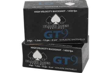 Image of Black Aces Tactical GT9 Turkey 12 Gauge, #00 Buck, 9 Pellet, 2 3/4in, 1450 ft/s, Plastic Shell Centerfire Shotgun Buckshot Ammo, 10 Rounds, BATGT9BUCKSINGLE