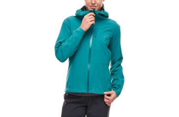 Image of Black Diamond FineLineStretch Womens Rain Shell Jacket, Evergreen, Small, APG3E8317SML1