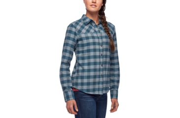 Image of Black Diamond Spotter LS Flannel Shirt - Womens, Arctic Blue-Ash Plaid, Extra Small, AP7530409090XSM1