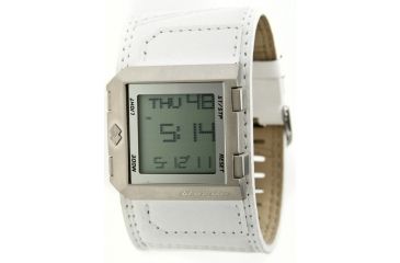 Image of Black Dice Cash Men's Watch - SS Case, White Leather Strap BLABD-004-06
