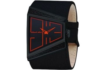 Image of Black Dice Hustle Men's Watch - Black/Orange Dial, Black Case and Leather Strap BLABD-003-05