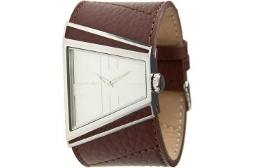 Image of Black Dice Hustle Men's Watch - White Dial, Brown Strap, SS Case BLABD-003-02