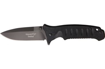 Image of Black Fox Tactical Linerlock Fold Knife, 4in, SS assisted opening standard edge spear bla, Grooved black G-10 Handle BF115T