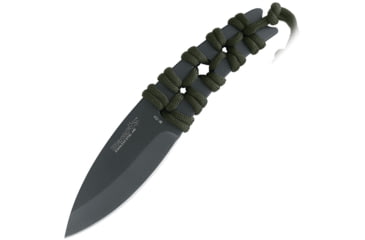 Image of Black Fox Throwing Knife, 3.5 black titanium coated 440 stainless blade, Green cord wrapped handle, 02FX142