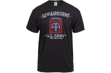 Image of Black Ink Distressed 82nd Airborne T-Shirt, Mens, Black, Large, 80348-839