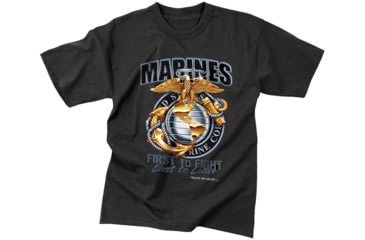 Image of Black Ink Marines First To Fight T-Shirt, Mens, Black, Small, 80280-012