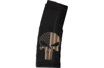 Image of Black Rain Ordnance AR-15 Rifle Magazine w/ Punisher American Flag Engraving, .223 Rem/ 5.56 NATO, 30 Round, Black, 1 Pack, Polymer, MAG30PUNISHW/FLAG-30RD