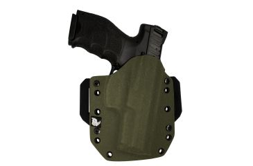 Image of Black Rhino Concealment Tactical Carrier OWB Holster System w/ Light Holster - FN, Model FNS 9 Compact, Left Handed Shooter, Cant 0 Degrees, Olive Drab, 191204306293