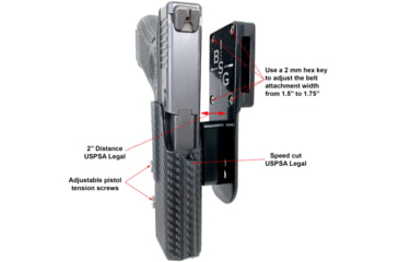 Image of Black Scorpion Outdoor Gear Pro Heavy Duty Competition Holster, Right Hand, M1911, 5in Barrel, 1.5 - 1.75in Belts, Kydex/ 6066 Aluminum, Carbon Fiber/Black, HCD1-USPSABS-1911CFRH