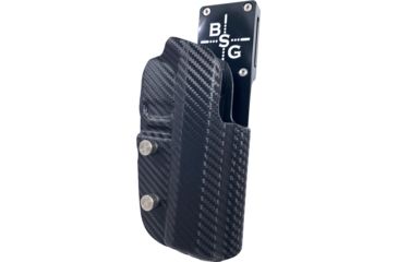 Image of Black Scorpion Outdoor Gear Pro Heavy Duty Competition Holster, Right Hand, M1911, 5in Barrel, 1.5 - 1.75in Belts, Kydex/ 6066 Aluminum, Carbon Fiber/Black, HCD1-USPSABS-1911CFRH