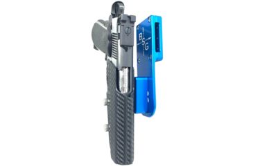Image of Black Scorpion Outdoor Gear Pro Heavy Duty Competition Holster, Right Hand, M1911, 5in Barrel, 1.5 - 1.75in Belts, Kydex/ 6066 Aluminum, Carbon Fiber/Blue, HCD3-USPSABS-1911CFRH