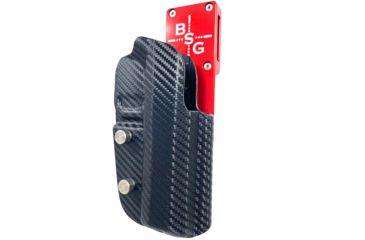 Image of Black Scorpion Outdoor Gear Pro Heavy Duty Competition Holster, Right Hand, SIG Sauer P320, 3.9 - 5in Barrel, 1.5 - 1.75in Belts, Kydex/ 6066 Aluminum, Carbon Fiber/Red, HCD2-USPSABS-P320X5CFRH