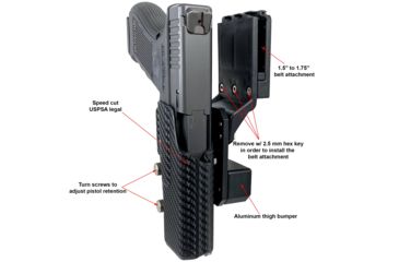 Image of Black Scorpion Outdoor Gear Pro USPSA Competition Holster, Right Hand, Canik TP9 SFx, 5.2in Barrel, 1.5 - 1.75in Belts, Kydex, Carbon Fiber, HC04-USPSA-TP9SFXCFRH