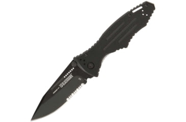Image of BlackHawk Hornet Folding Knife, 3.25in, D2 Tool Steel, Partial Serrated, Sideliner G-10 Handle, Black, BH15H211BK