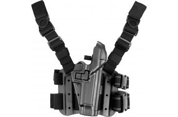 Image of Blackhawk SERPA Tactical Level 3 Thigh Holster, Black, Right Hand, Beretta 92/96, 430604BK-R