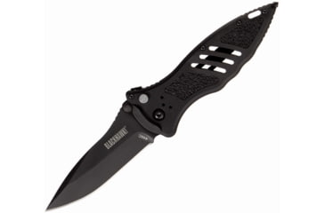 Image of BlackHawk Small Button Lock Folding Knife, 3.25in, D2 Tool Steel, Plain Edge, Reinforced Nylon w/ 420J Stainless Steel Liners Handle, Black, BH15M201BK