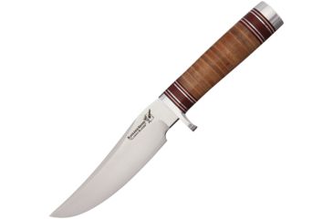 Image of Blackjack Classic Fixed Blade Knife, 6in, A2 Tool Steel, Brushed, Stacked Leather Handle BCB127L