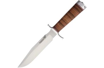 Image of Blackjack Classic Model 7 3V Steel Stack Fixed Blade Knife, 7in, Standard Edge, Satin, Brown, Leather Handle BCB7L3V