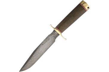 Image of Blackjack Classic Model 7 Damascus Green Fixed Blade Knife, 6.75in, Damascus Steel, Standard Edge, Green, Canvas Micarta Handle BCB7DMGC