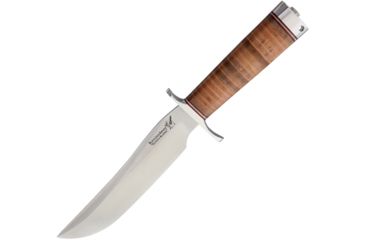 Image of Blackjack Model #3 Fighter Stacked Fixed Blade Knife, 7in, A2 Tool Steel, Standard Edge, Satin, Brown, Leather Handle BCB37L