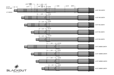 Image of Blackout Defense Performance Series AR-15 Barrel, 1-8 Twist, .750 in, Black Nitride, 14.5 in Midlength, 92233