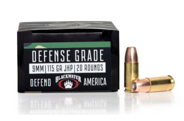 Image of Blackwater Ammunition Defense Grade 9mm 9mm 115 Grain Jacketed Hollow Point Brass Cased Centerfire Pistol Ammo, 20 Round, BWA-5007