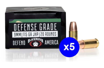 Image of Blackwater Ammunition Defense Grade 9mm 9mm 115 Grain Jacketed Hollow Point Brass Cased Centerfire Pistol Ammo