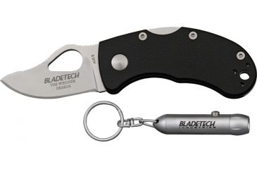 Image of Blade Tech Mouse Lite Black Folding Knife, 1.875in, Stainless Blade w/ Thumb Slot, Black Fiberglass Reinforced Nylon Handle BT04PEBK