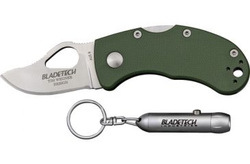 Image of Blade Tech Mouse Lite Green Folding Knife, 1.875in, Stainless Blade w/ Thumb Slot, Green Fiberglass Reinforced Nylon Handle BT04PEGR