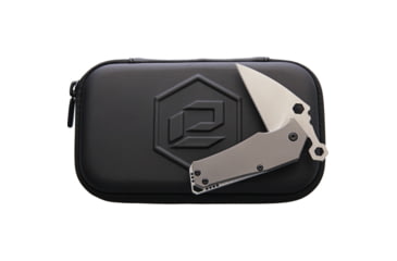 Image of Bladerunners Systems Fragment Framelock Folding Knife, 2.25in Stonewash Cpm S35Vn SS Wharncliffe Blade, Gray Titanium Handle, Pocket Clip, Hexagonal Front Flipper Tab, Black Synthetic Zippered Storage Case, FRAGMENTSTANDARD