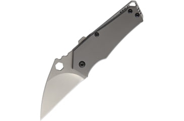 Image of Bladerunners Systems Fragment Framelock Folding Knife, 2.25in Stonewash Cpm S35Vn SS Wharncliffe Blade, Gray Titanium Handle, Pocket Clip, Hexagonal Front Flipper Tab, Black Synthetic Zippered Storage Case, FRAGMENTSTANDARD