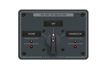 Image of Blue Sea Systems AC Rotary Switch Panel 30 Ampere 2 Positions + OFF, 2 Pole 8359 20803
