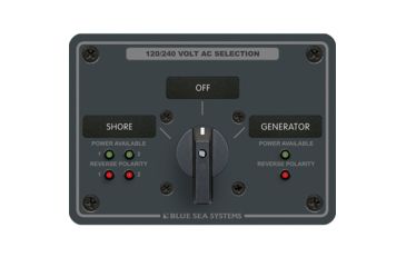 Image of Blue Sea Systems AC Rotary Switch Panel 30 Ampere 2 Positon + OFF, 4 Pole 8386 20825