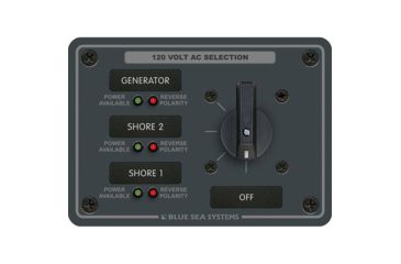 Image of Blue Sea Systems AC Rotary Switch Panel 30 Ampere 3 Positions + OFF, 2 Pole 8366 20807