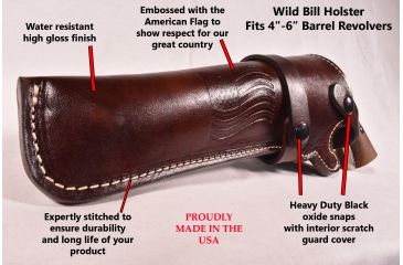 Image of Blue Stone Safety Wild Bill Holster 6in Barrel /Left Hand, Mahogany, Revolvers