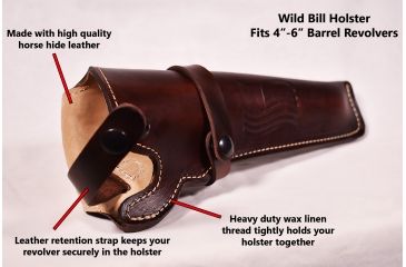 Image of Blue Stone Safety Wild Bill Holster 6in Barrel /Right Hand, Mahogany, Revolvers
