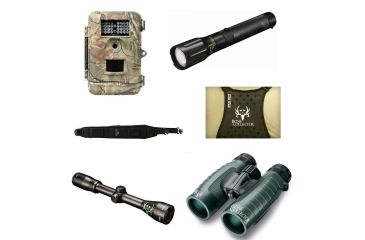 Image of Bushnell Bone Collector 3-9x40 Riflescope, Matte Black, Multi-X Reticle, Box Pack with Bushnell 10x42 Trophy XLT Roof Prism Waterproof Binoculars, Green 234210 and Bushnell HD Torch Bone Collector LED Waterproof Flashlight 100400BC and Bushnell 8 Megapixe