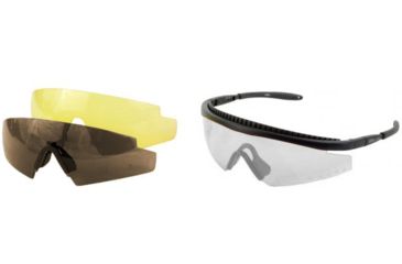 Image of Body Specs Pistols Interchangeable Sunglasses, Black Frame / Yellow, Brown, Clear Mirror Lenses