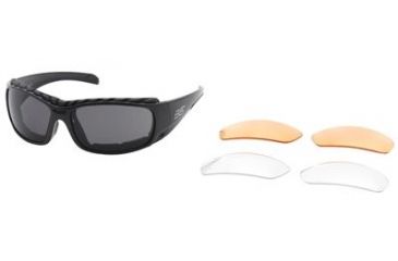 Image of Body Specs Z-001 Sunglass Black Grilamid TR-90 Frame with PC Smoke Clear and Light Rust Lens Z-001 BLACK.13