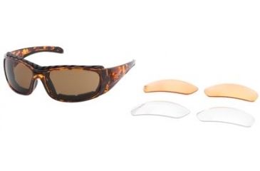 Image of Body Specs Z-001 Sunglass Demi Brown Grilamid TR-90 Frame with PC Brown Clear and Light Rust Lens Z-001 DEMI.4