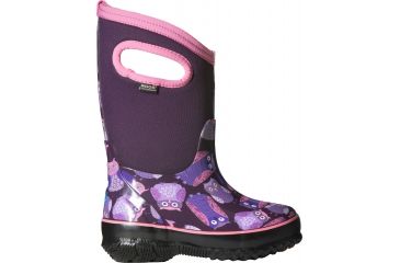 Image of Bogs Classic Owl Rubber Boot - Kid's-Purple-9 Kid