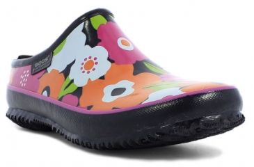 Image of Bogs Womens Urban Farmer Slide Spring Flowers Boot,Black Multi,Size 6 71898-009-6