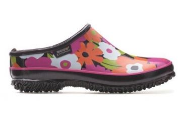 Image of Bogs Womens Urban Farmer Slide Spring Flowers Boot,Black Multi,Size 6 71898-009-6