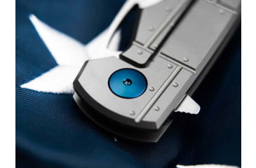 Image of Boker 01Bo910Dam P-51 Damast 3.35 Drop Point Plain Silver Acid Etch Damascus Blade Titanium Handle