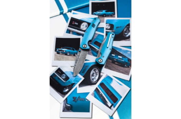 Image of Boker 111101Dam 3.15 Drop Point Damascus Blade Blue Aluminum Handle