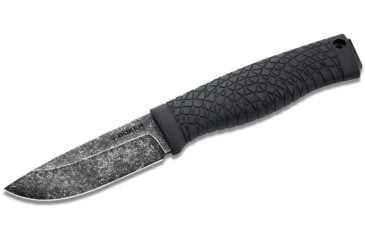 Image of Boker Bronco Mini Fixed Blade Knife, 3.5in, 80CrV2 Stainless Steel, Black Stonewash Drop Point Blade, Black TPE Handle, Boxed, 121505