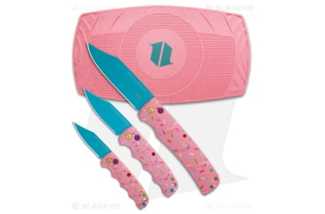 Image of Boker Kalashnikov Dessert Warrior Bowie Automatic Folding Knife Set, D2, Clip Point Blade, Aluminum Pink Handle, Blue/Pink, One Size, BHQ-193824