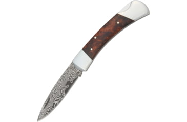 Image of Boker Magnum Damascus Lord Folding Knife, 5in Closed, 3.6in, Damascus Steel Blade, Brown Burl Wood Handle, 01MB790DAM