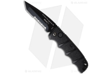 Image of Boker Mini Kalashnikov Automatic Folding Knife, 2.50in, D2, Tanto Blade, Aluminum Black Handle, D2 Serr, Black/Black, 5.75in, BHQ-10760